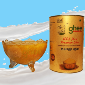 Jar of Pure Cow Ghee - 1 KG from Microbasket Organics, made using the traditional Bilona method.